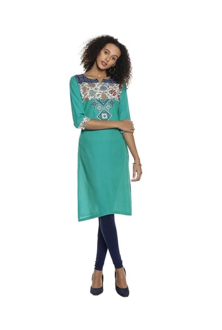 Soch Green Printed Cotton Kurta Soch Green Printed Cotton Kurta
