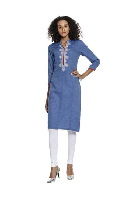 Soch Blue Embroidered Cotton Kurta Soch Blue Embroidered Cotton Kurta