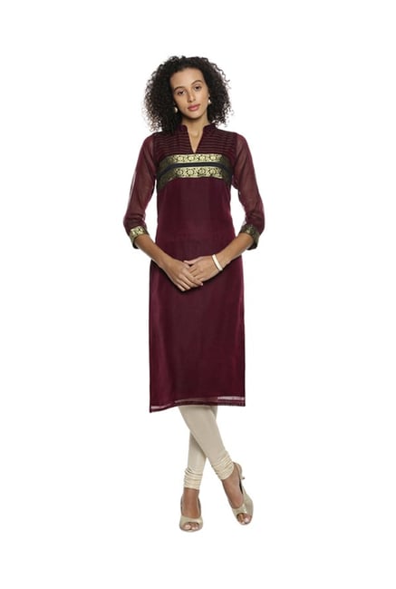 Soch Wine Embroidered Chanderi Kurta Soch Wine Embroidered Chanderi Kurta