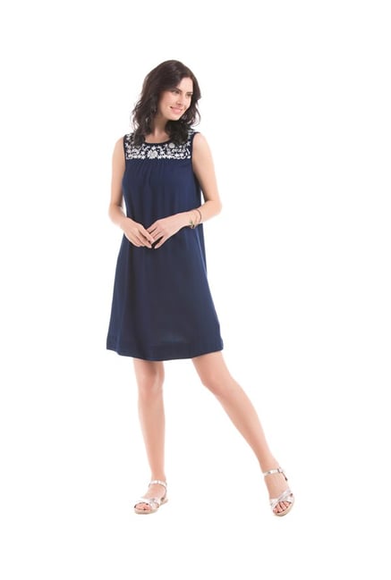 Elle Navy Embroidered Dress Elle Navy Embroidered Dress