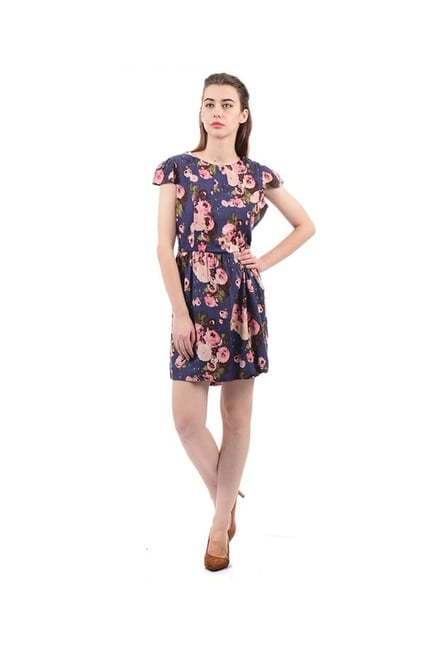 Elle Purple Floral Print Above Knee Dress Elle Purple Floral Print Above Knee Dress