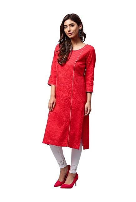 Jaipur Kurti Red Cotton Kurta Jaipur Kurti Red Cotton Kurta
