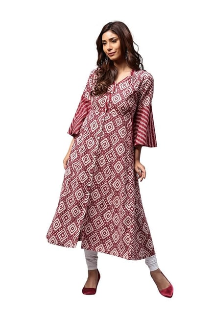 Jaipur Kurti Maroon Printed Cotton Kurta Jaipur Kurti Maroon Printed Cotton Kurta