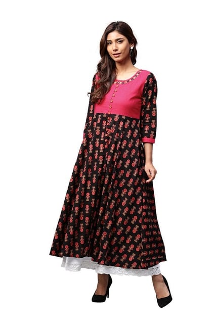 Jaipur Kurti Black Printed Cotton Kurta Jaipur Kurti Black Printed Cotton Kurta