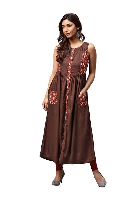 Jaipur Kurti Brown Rayon Kurta Jaipur Kurti Brown Rayon Kurta