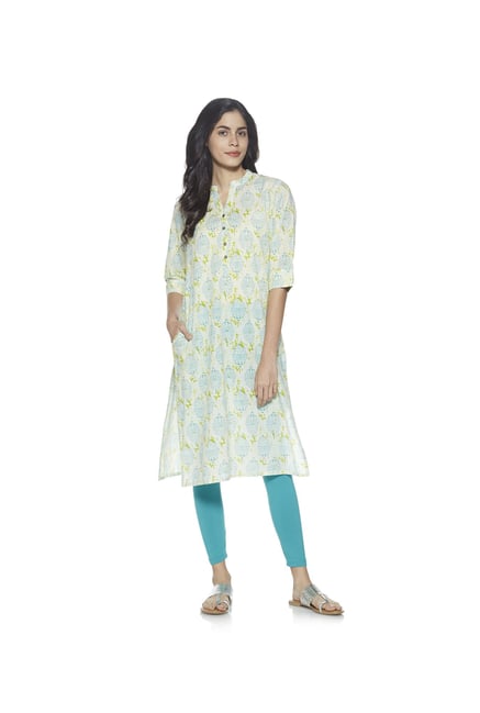 Utsa by Westside Lime Block Print Kurta Utsa by Westside Lime Block Print Kurta
