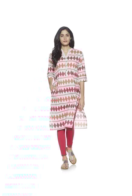 Utsa by Westside Pink Diamond Print Kurta Utsa by Westside Pink Diamond Print Kurta