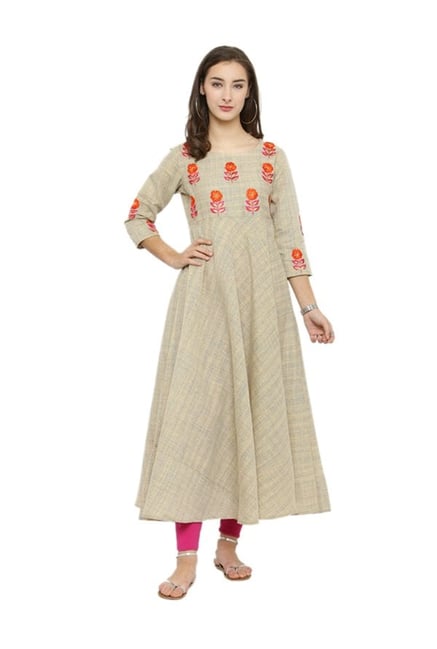 Varanga Beige Embroidered Kurta Varanga Beige Embroidered Kurta