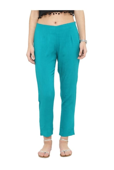 Varanga Teal Straight Fit Pants Varanga Teal Straight Fit Pants