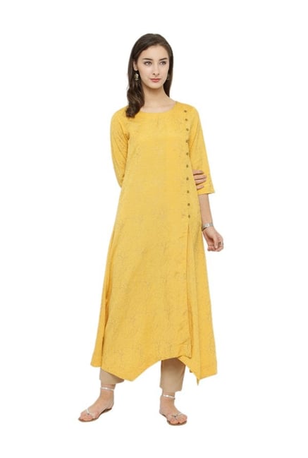 Varanga Yellow Printed Kurta Varanga Yellow Printed Kurta