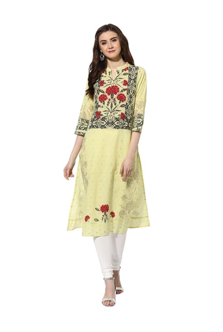 Mytri Yellow & Red Printed Cambric Kurta Mytri Yellow & Red Printed Cambric Kurta