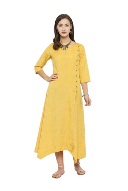 Varanga Yellow Printed Dress Varanga Yellow Printed Dress