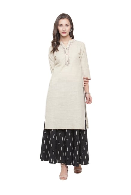 Varanga Beige Textured Kurta Varanga Beige Textured Kurta