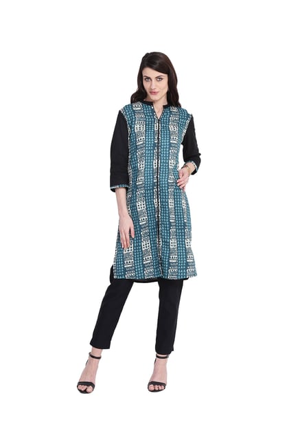 Juniper Blue & White Printed Cotton Kurta Juniper Blue & White Printed Cotton Kurta