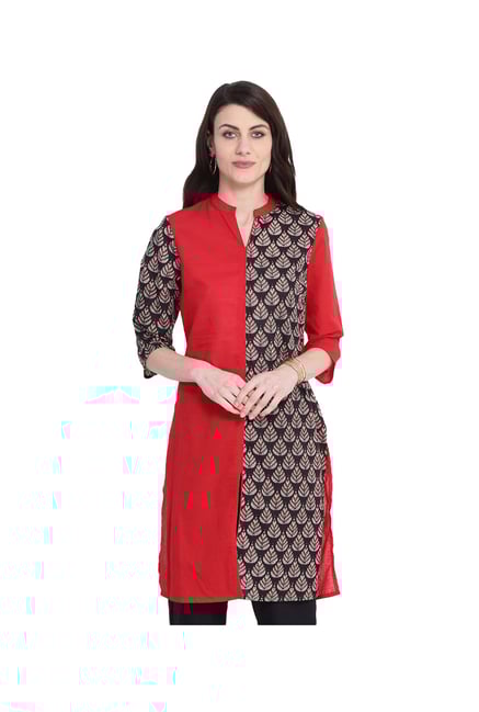 Juniper Red & Black Printed Cotton Kurta Juniper Red & Black Printed Cotton Kurta