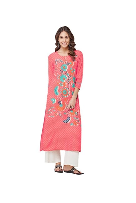 Global Desi Coral Printed Kurta Global Desi Coral Printed Kurta