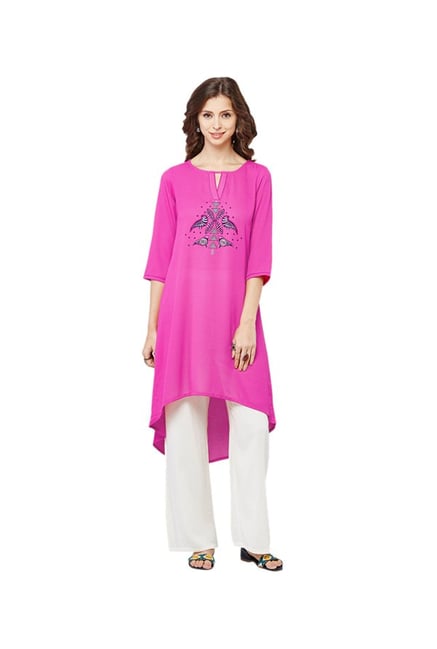 Global Desi Pink Printed Kurta Global Desi Pink Printed Kurta