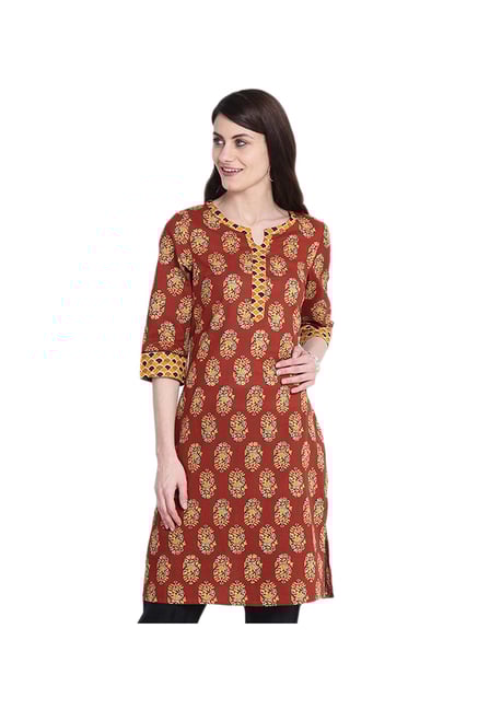 Juniper Brown Printed Cotton Kurta Juniper Brown Printed Cotton Kurta