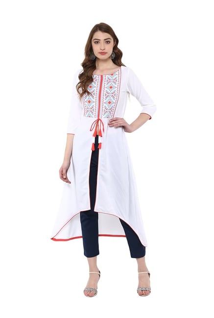 Ziyaa White Printed Crepe Kurta Ziyaa White Printed Crepe Kurta