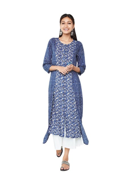Global Desi Blue Printed Kurta Global Desi Blue Printed Kurta