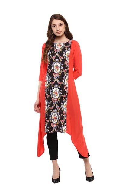 Ziyaa Peach Printed Crepe Kurta Ziyaa Peach Printed Crepe Kurta