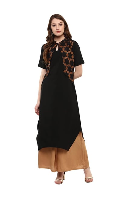 Ziyaa Black Printed Crepe Kurta Ziyaa Black Printed Crepe Kurta