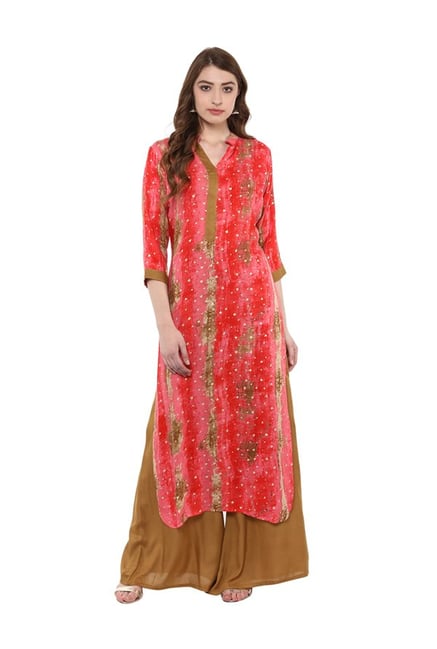 Ziyaa Coral Printed Rayon Kurta Ziyaa Coral Printed Rayon Kurta