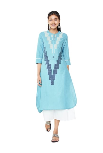Global Desi Blue Printed Kurta Global Desi Blue Printed Kurta
