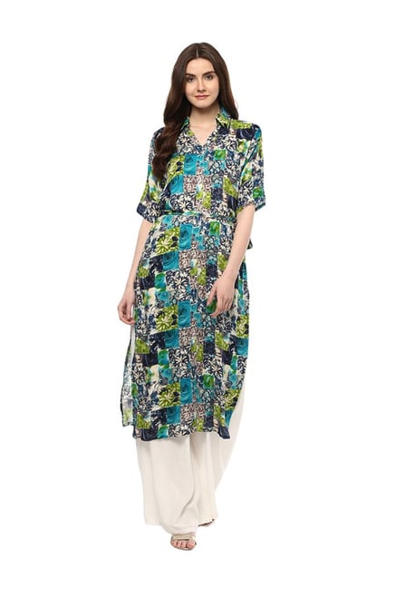 Ziyaa Multicolor Floral Print Rayon Kurta Ziyaa Multicolor Floral Print Rayon Kurta