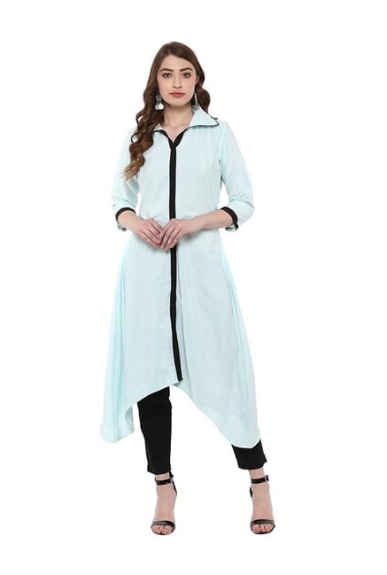 Ziyaa Blue Regular Fit Crepe Kurta Ziyaa Blue Regular Fit Crepe Kurta
