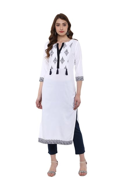 Ziyaa White Printed Crepe Kurta Ziyaa White Printed Crepe Kurta