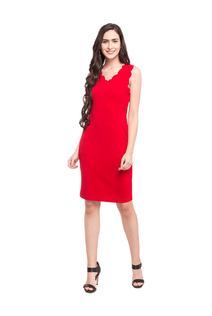 Globus Red Knee Length Dress Globus Red Knee Length Dress