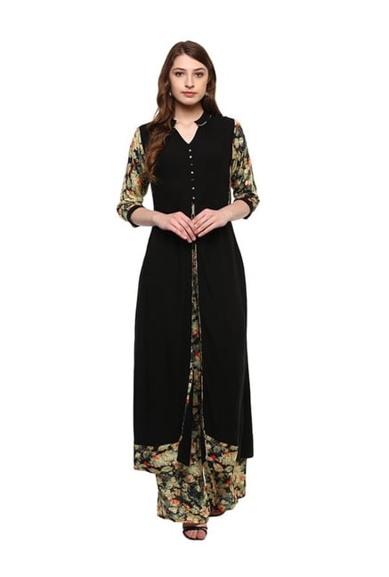 Ziyaa Black Regular Fit Rayon Kurta Ziyaa Black Regular Fit Rayon Kurta