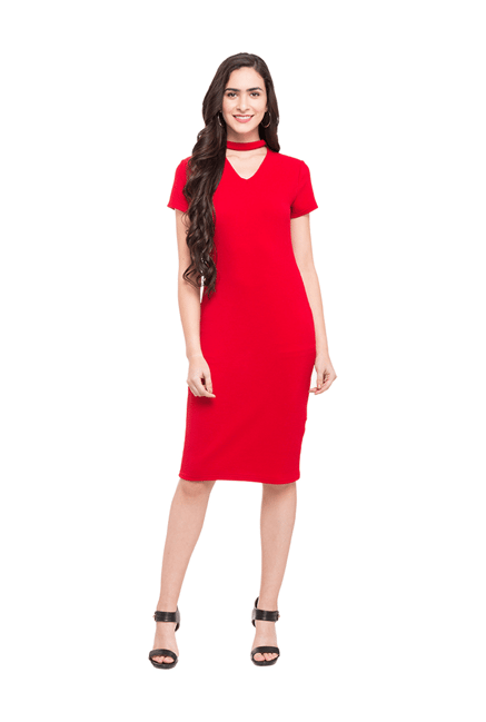 Globus Red Knee Length Dress Globus Red Knee Length Dress