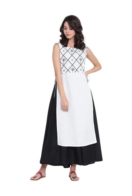 9rasa White Printed Rayon Viscose Kurta 9rasa White Printed Rayon Viscose Kurta