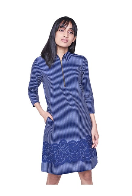 AND Navy & White Striped Knee Length Dress AND Navy & White Striped Knee Length Dress
