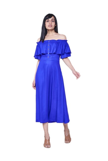 AND Royal Blue Off Shoulder Midi Dress AND Royal Blue Off Shoulder Midi Dress