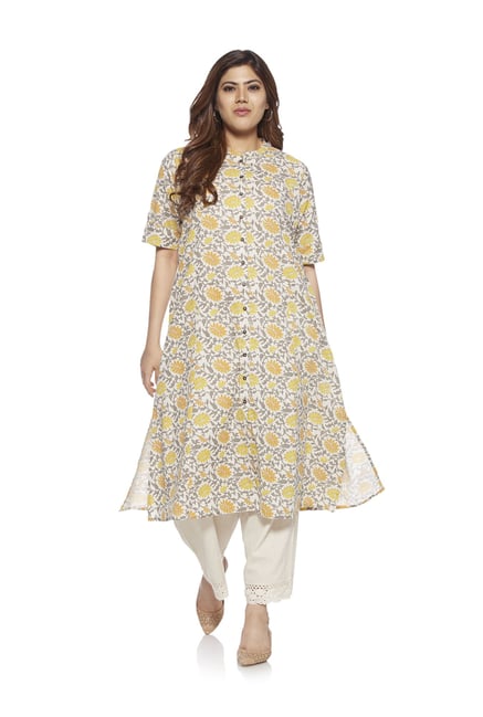 Diza curve by Westside Yellow Lotus Print Kurta Diza curve by Westside Yellow Lotus Print Kurta