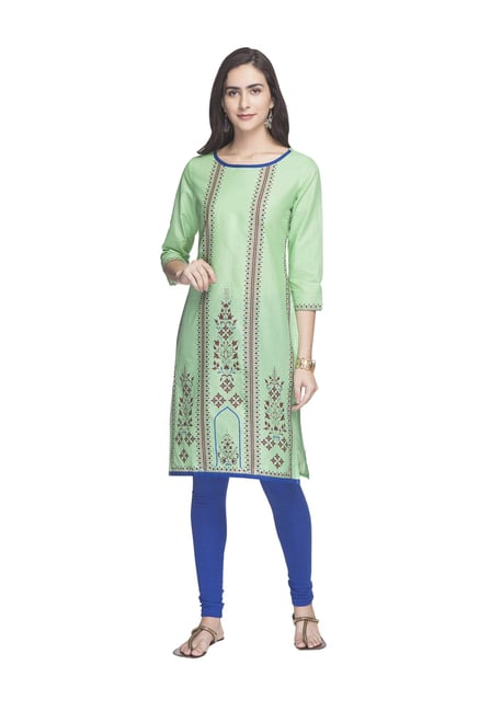 Globus Green Printed Kurta Globus Green Printed Kurta