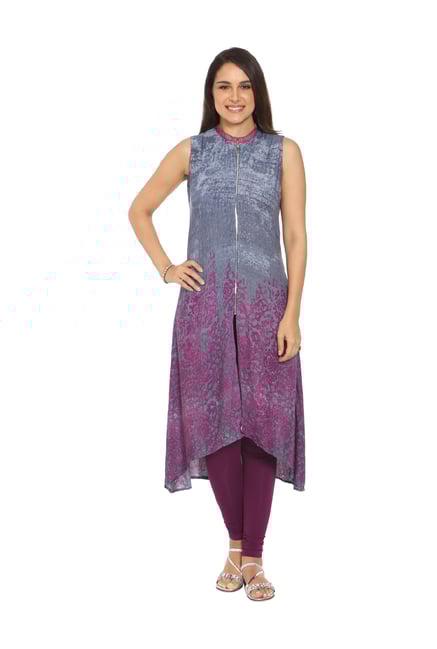 Soch Grey & Purple Printed Rayon Kurta Soch Grey & Purple Printed Rayon Kurta