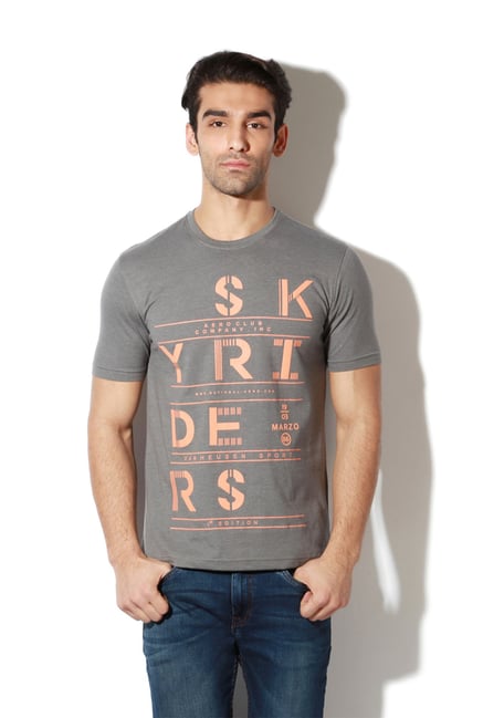 Van Heusen Grey Printed Crew Neck T-Shirt Van Heusen Grey Printed Crew Neck T-Shirt
