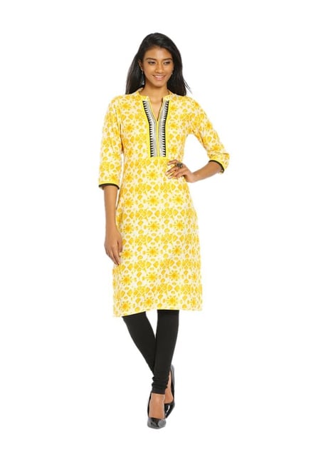 Soch Yellow Printed Cotton Kurta Soch Yellow Printed Cotton Kurta