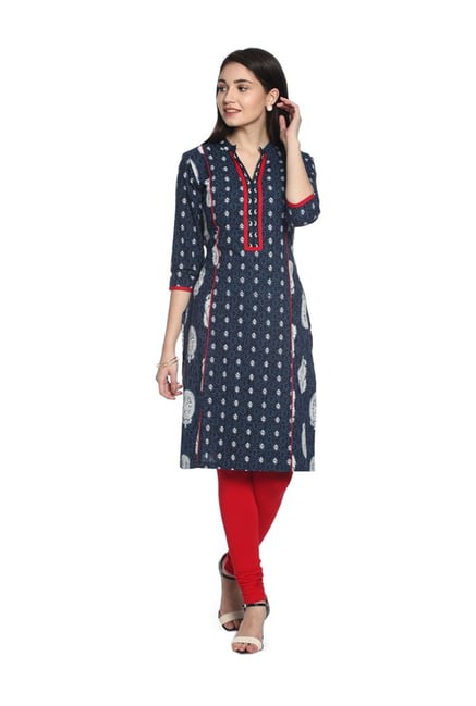 Soch Navy Printed Cotton Kurta Soch Navy Printed Cotton Kurta