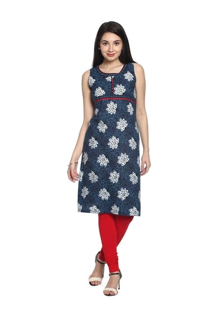 Soch Navy Printed Cotton Kurta Soch Navy Printed Cotton Kurta