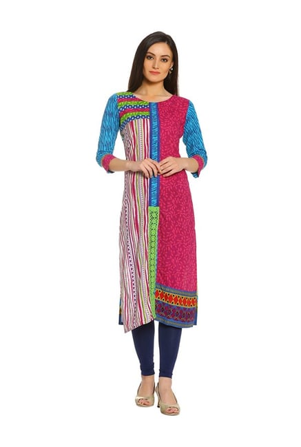 Soch Pink & Blue Printed Cotton Kurta Soch Pink & Blue Printed Cotton Kurta