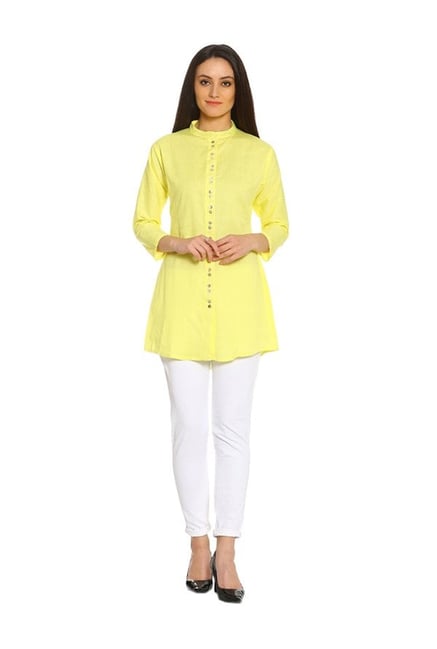 Soch Yellow Regular Fit Cotton Kurti Soch Yellow Regular Fit Cotton Kurti