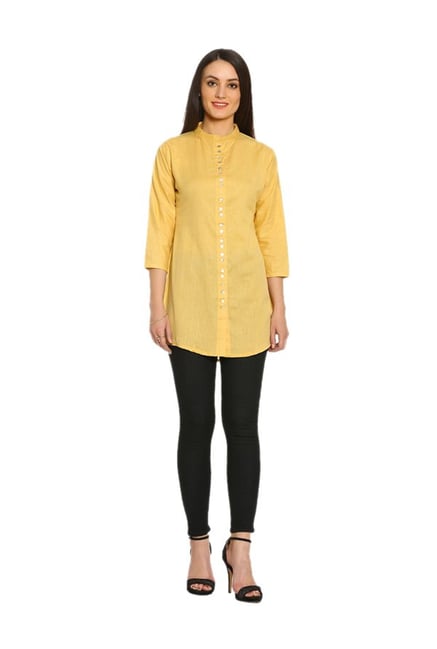 Soch Beige Textured Cotton Kurti Soch Beige Textured Cotton Kurti