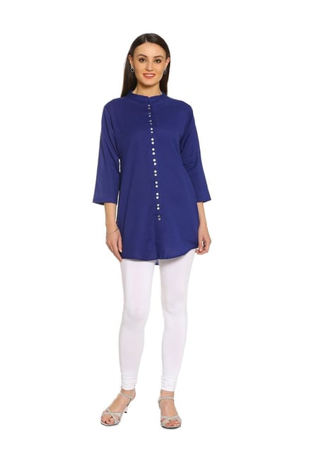 Soch Blue Regular Fit Cotton Kurti Soch Blue Regular Fit Cotton Kurti