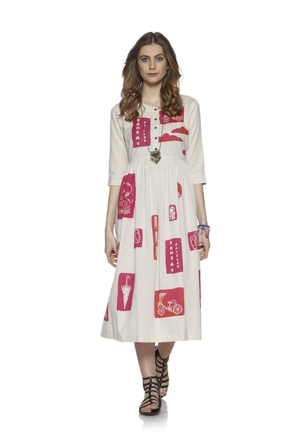 Bombay Paisley by Westside Off White Printed Dress Bombay Paisley by Westside Off White Printed Dress