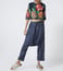 Pero Blue Embroidered Crop Jacket